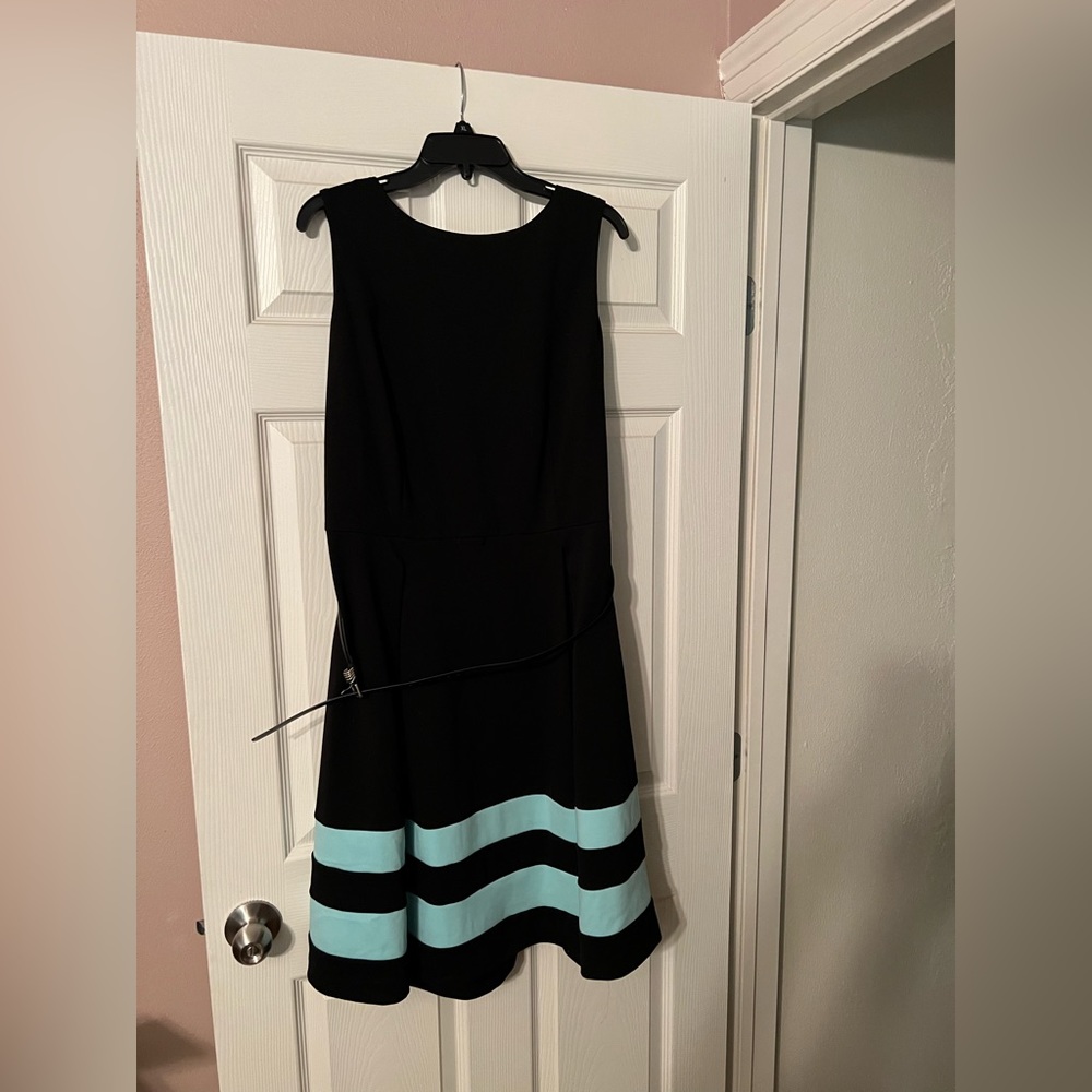 Calvin Klein black and teal dress.  Size 14 women.